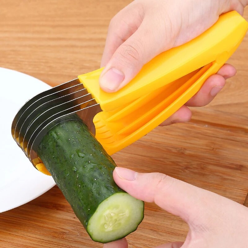 Tăiător de banane, fructe, legume, cârnați, tăietor de banane din oțel inoxidabil, unelte pentru salate, unelte pentru gătit, accesorii pentru bucătărie