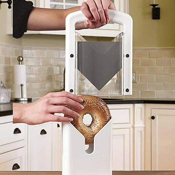 Ръчна машина за нарязване на хляб Bagel Guillotine Slicer Неръждаема стомана с предпазна дръжка Домакинска машина за нарязване на тост Кухненски аксесоари за пекарни