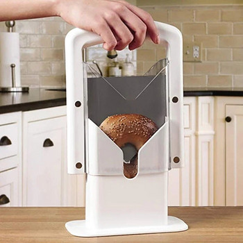 Ръчна машина за нарязване на хляб Bagel Guillotine Slicer Неръждаема стомана с предпазна дръжка Домакинска машина за нарязване на тост Кухненски аксесоари за пекарни