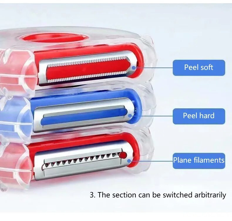 Tiesioginis pardavimas 3 viename skustukas Skustukas Naminis bulvių skustukas Magiškas įrankis Daugiafunkcis rotacinis