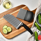 Ανοξείδωτο ατσάλι κυματιστή πατάτα κοπής λαχανικών και φρούτων κυματοειδές μαχαίρι κοπής πλισέ τηγανιτές πατάτες σαλάτα κοπή πατάτας