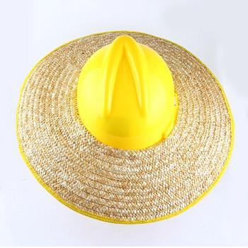 Защитен шлем с периферия на строителната площадка Слънцезащитен крем и сенник Сламена тъкана шапка Дишаща безглава строителна шапка от пшенична слама