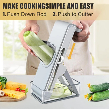 Машината за нарязване е подходяща за кухня и резачка за зеленчуци, регулируема дебелина, безопасна жулиена и резачка, резачка за зеленчуци