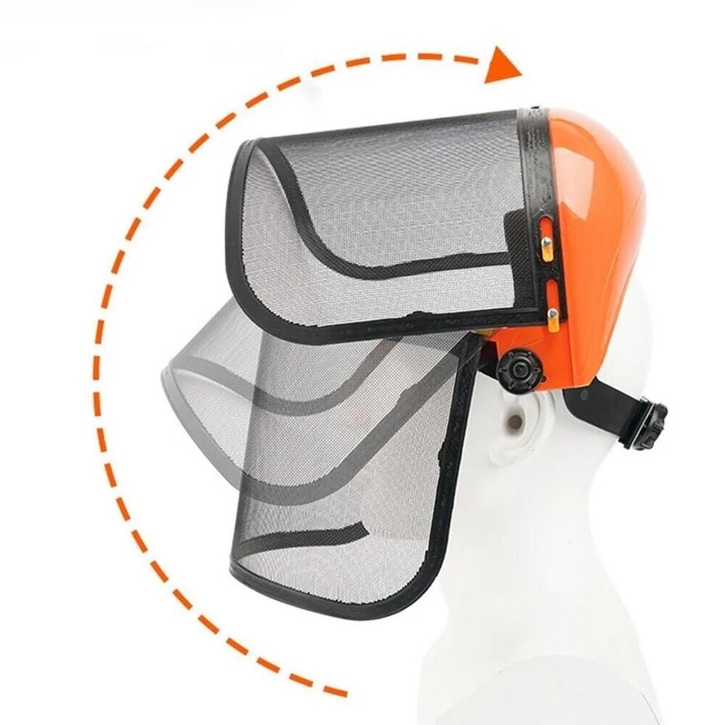 Állítható láncfűrész sisak Új fémhálós szivacs bélés Biztonsági sisak fröccsenés megelőzése Légáteresztő védőmaszk kültéren