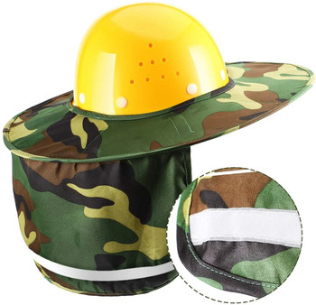 Κράνος παραλλαγής 2 τεμαχίων αντηλιακό σκληρό καπέλο ασπίδα λαιμού με αντανακλαστική λωρίδα αυτοκόλλητο άγκιστρο για κράνος ασφαλείας