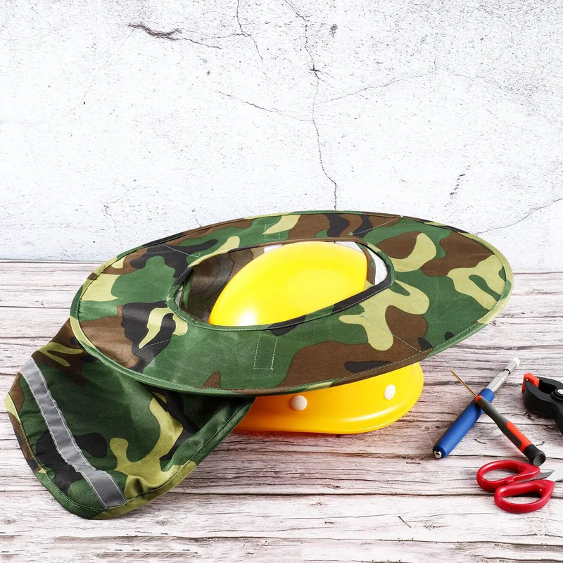 2 komada kamuflažne kacige Zaštitnik od sunca Tvrdi šešir Štitnik za vrat s punim obodom Reflektirajuća traka Ljepljiva kuka za zaštitnu kacigu