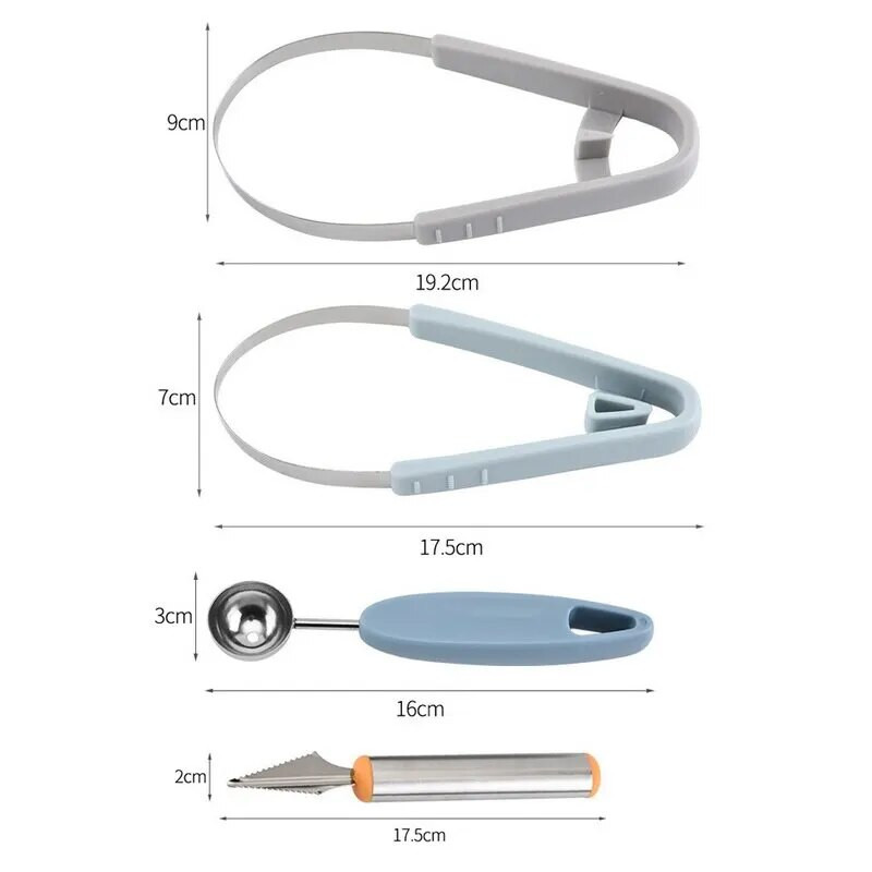 3 viename nerūdijančio plieno ledų vaisių kamuoliukų kastuvas, vaisių drožybos peilių rinkinys lėkštės nuėmiklis arbūzas virtuvės įtaisas