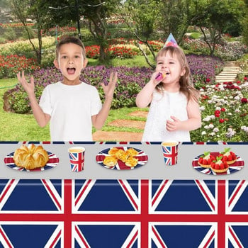 Κάλυμμα τραπεζιού Union Jack 86inx51in United Kingdom Flag Τραπεζομάντιλα Επαναχρησιμοποιούμενα Επιτραπέζια σκεύη για Διακοσμήσεις τραπεζιών για το πάρτι Queen\'s Jubilee