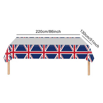 86inx51in Покривка за маса Union Jack Покривки за маса с флаг на Обединеното кралство Сервии за многократна употреба за декорации на маса за юбилея на кралицата