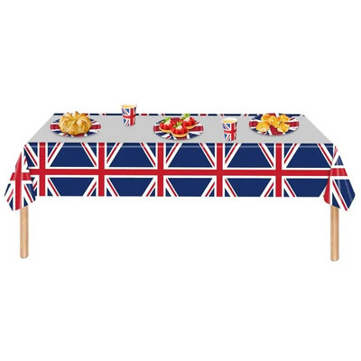 86inx51in Union Jack Table Cover United Kingdom Flag Tablecloths Reusable Tableware For Queen`s Jubilee Party Table Decorations