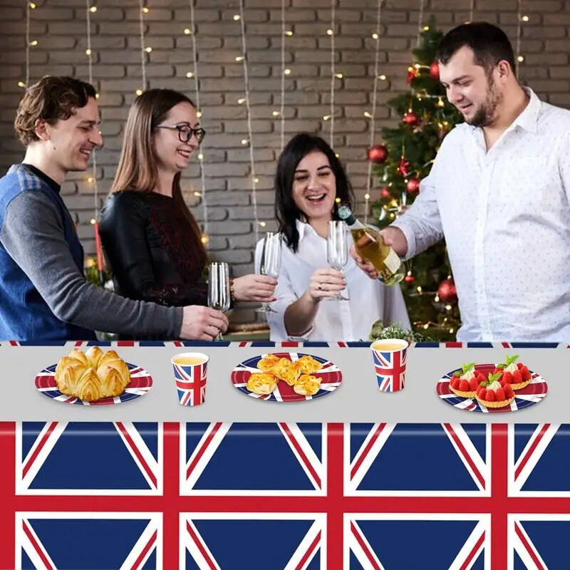 Fețe de masă 86 inx51in Union Jack Fețe de masă cu steagul Regatului Unit Veselă reutilizabilă pentru decorațiunile de masă pentru petrecerea Jubileului Reginei