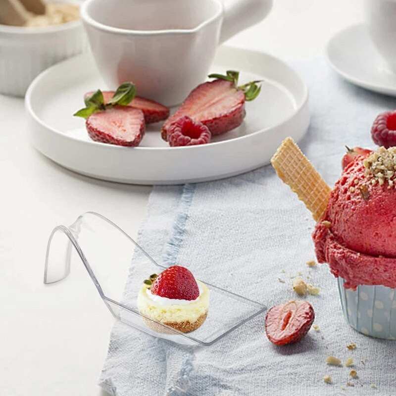 20 vnt. Plastikiniai užkandžių šaukštai Vienkartiniai ragavimo šaukštai želė ledams