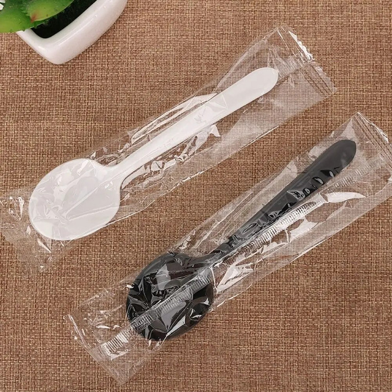 100 buc lingură din plastic de unică folosință tacâmuri linguri pentru supă de desert portabil cu cap rotund pentru petrecere veselă de degustare linguri de jeleu de înghețată