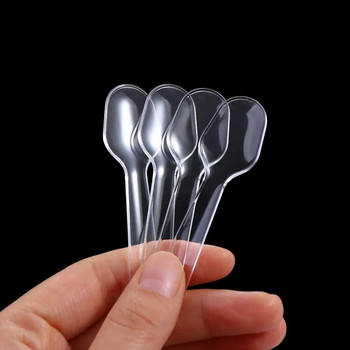100 τμχ Διαφανές Διαφανείς Πλαστικές Κουτάλες Μίας Χρήσης 7,5*2cm Πλαστικά Πλαστικά Κουτάλια Μίας Χρήσης Thicken Commercial Restaurant