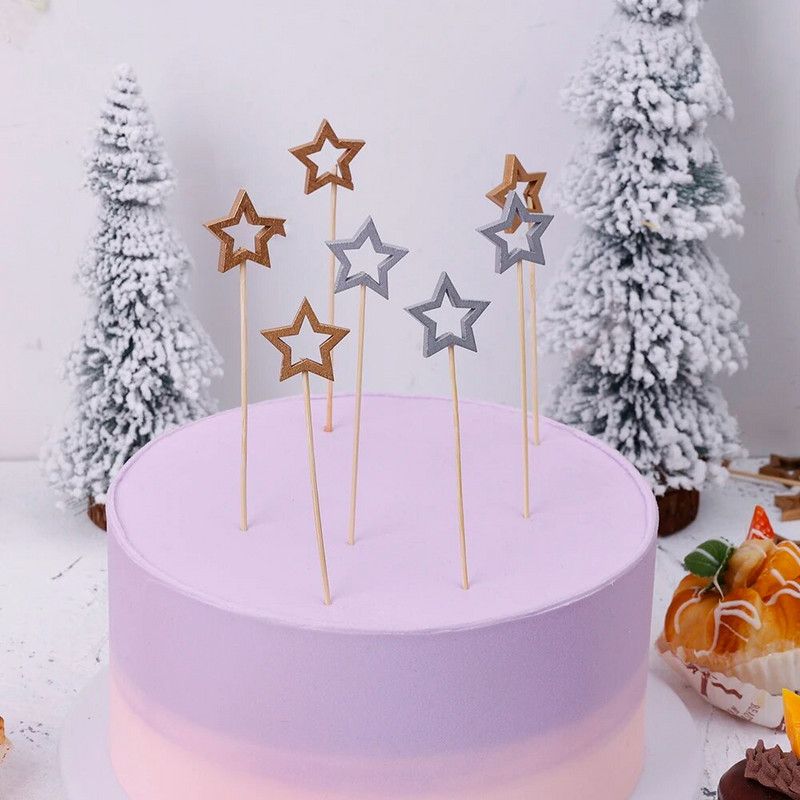 50 vnt Vienkartiniai bambuko iešmai Vaisiai Užkandžiai Desertinė Šakutė Žvaigždė bambuko lazdelės Kokteilių rinkiniai Kalėdų vakarėlio stalo papuošimai