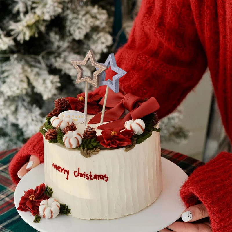 50 vnt Vienkartiniai bambuko iešmai Vaisiai Užkandžiai Desertinė Šakutė Žvaigždė bambuko lazdelės Kokteilių rinkiniai Kalėdų vakarėlio stalo papuošimai