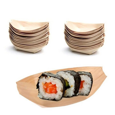 50 buc Boat Sushi Food Cake Tool Tavă de servire Bol din lemn Catering
