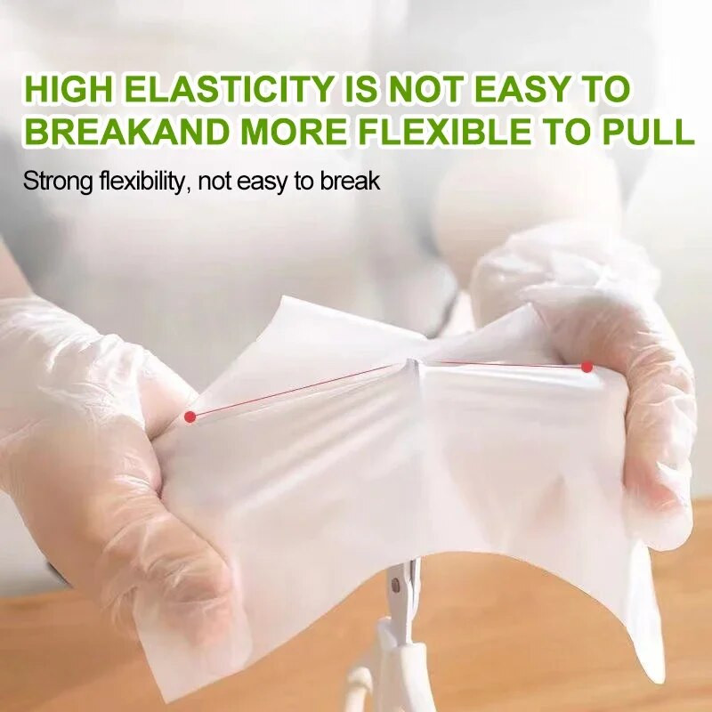 100 db Latexmentes kesztyű TPE eldobható kesztyű átlátszó csúszásmentes sav munkabiztonság Élelmiszer-minőségű háztartási tisztítókesztyű 1 doboz