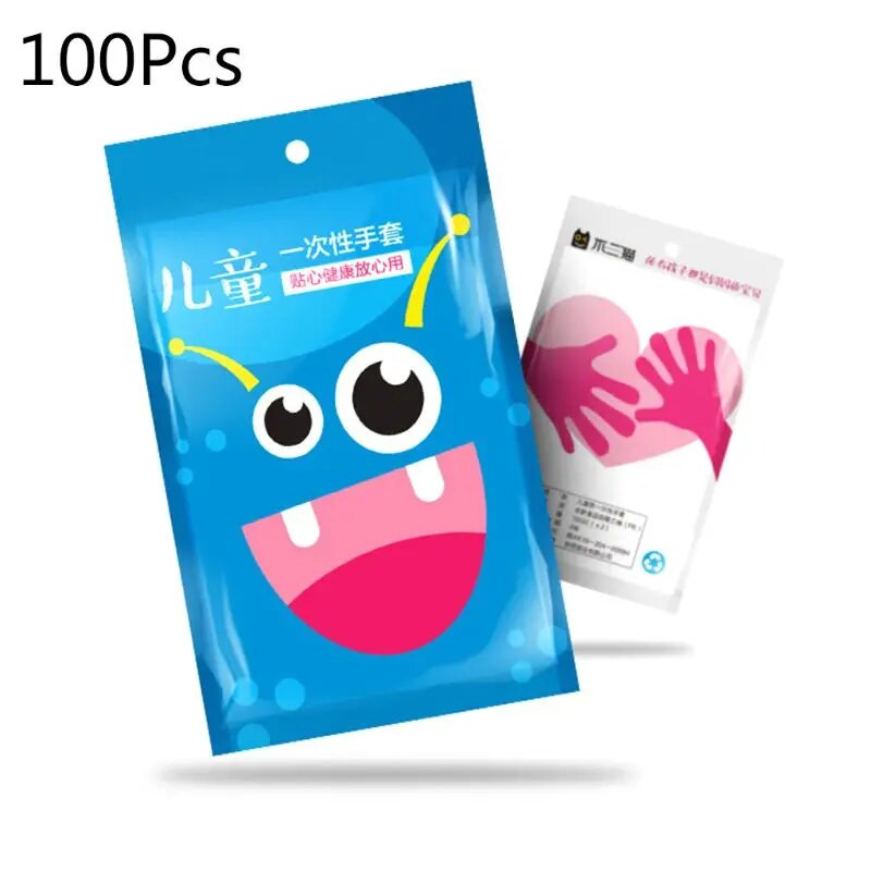 Läbipaistvad ühekordsed kindad, 100 tk. Lapsed majapidamistöid tegevad Kaasaskantav vidin