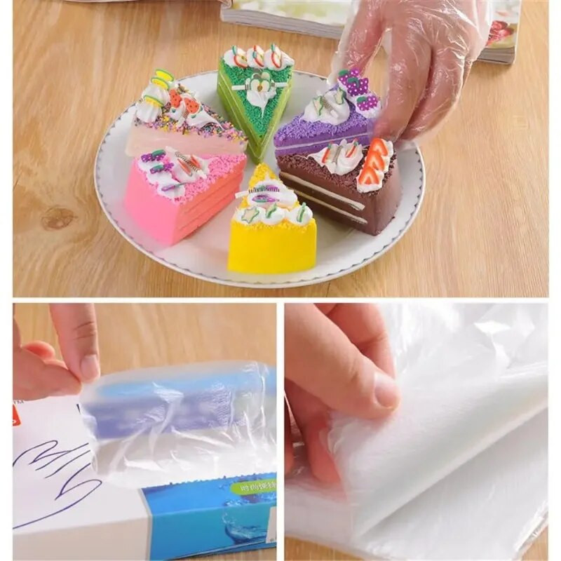 100/200PCS Γάντια HDPE μίας χρήσης Διαφανές αφαιρούμενο προστατευτικό χεριών ανθεκτικό στο λάδι για προστασία από τις δουλειές του σπιτιού