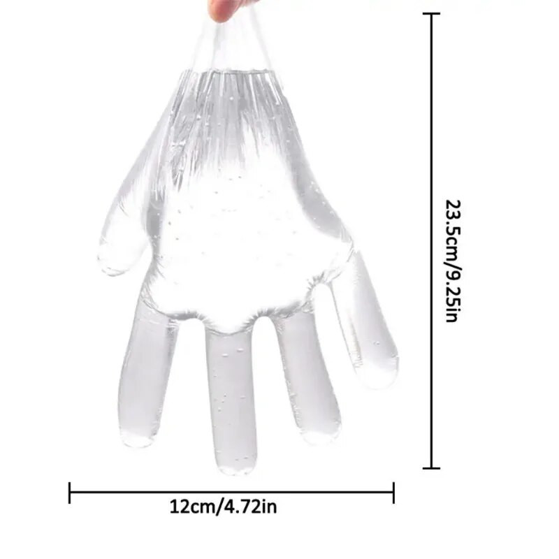 100/200PCS Γάντια HDPE μίας χρήσης Διαφανές αφαιρούμενο προστατευτικό χεριών ανθεκτικό στο λάδι για προστασία από τις δουλειές του σπιτιού