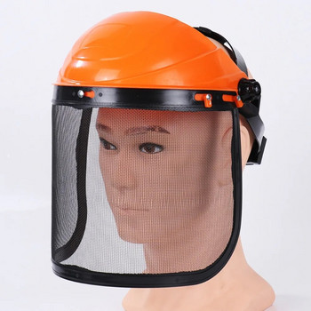 Регулируема каска с верижен трион Нова метална мрежа Защитна маска за предотвратяване на пръски Голяма мрежа Дишаща мрежеста маска за лице На открито
