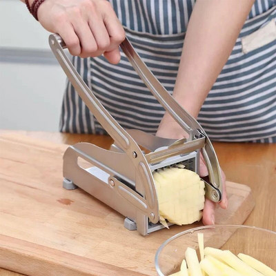 Tăiător de cartofi din oțel inoxidabil Cutter de cartofi Mașină de tăiat cartofi prăjiți pentru bucătărie Cutter manual de legume Gadgets de bucătărie