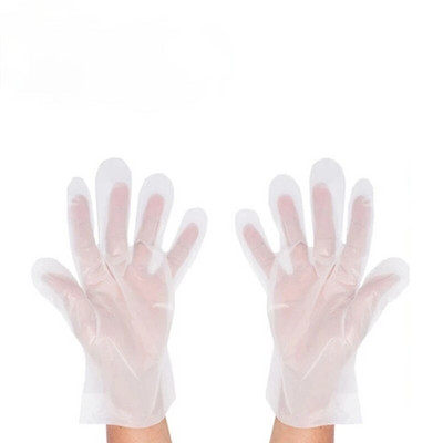 100 vnt. vienkartinės pirštinės Vienkartinės plastikinės pirštinės Restoranas Grilis Skaidrus Ekologiškos PE pirštinės Virtuvės sodo aksesuarai