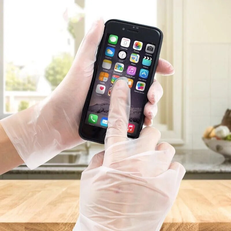 100 vnt. vienkartinės pirštinės Vienkartinės plastikinės pirštinės Restoranas Grilis Skaidrus Ekologiškos PE pirštinės Virtuvės sodo aksesuarai