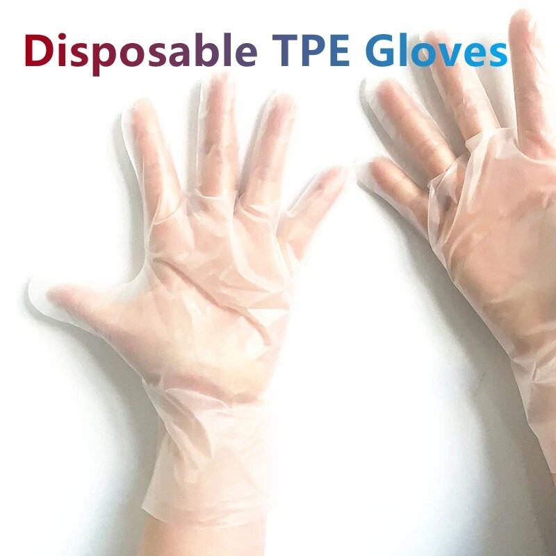 100 vnt. vienkartinės pirštinės Vienkartinės plastikinės pirštinės Restoranas Grilis Skaidrus Ekologiškos PE pirštinės Virtuvės sodo aksesuarai