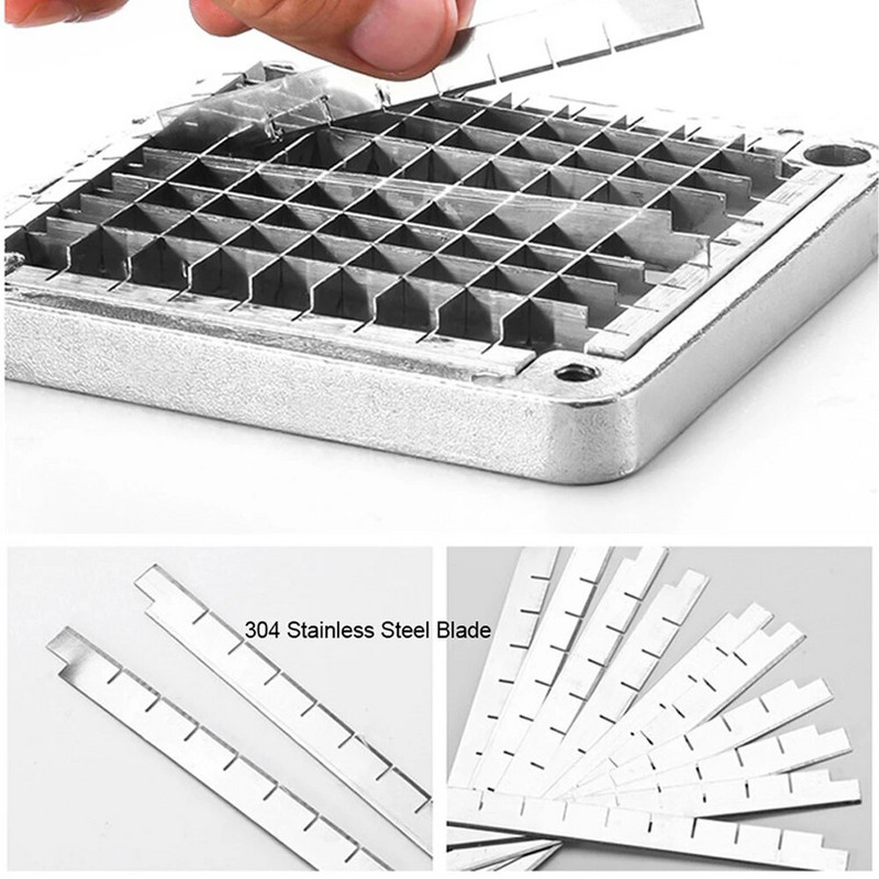 Roostevabast terasest kartulikrõpsude lõikamismasin 3 teraga kartulikrõpsude lihalõikur Prantsuse prae viilutaja lõikamine köögitarvikud