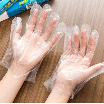 100 бр./кутия Готварски почистващи ръкавици за еднократна употреба Прозрачни пластмасови санитарни домакински ръкавици