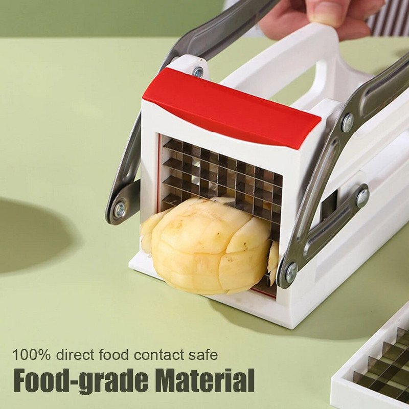 Friss sütővágó 2 pengével, rozsdamentes acél kézi burgonyaszeletelő aprító Burgonya aprító burgonyához Uborka sárgarépa