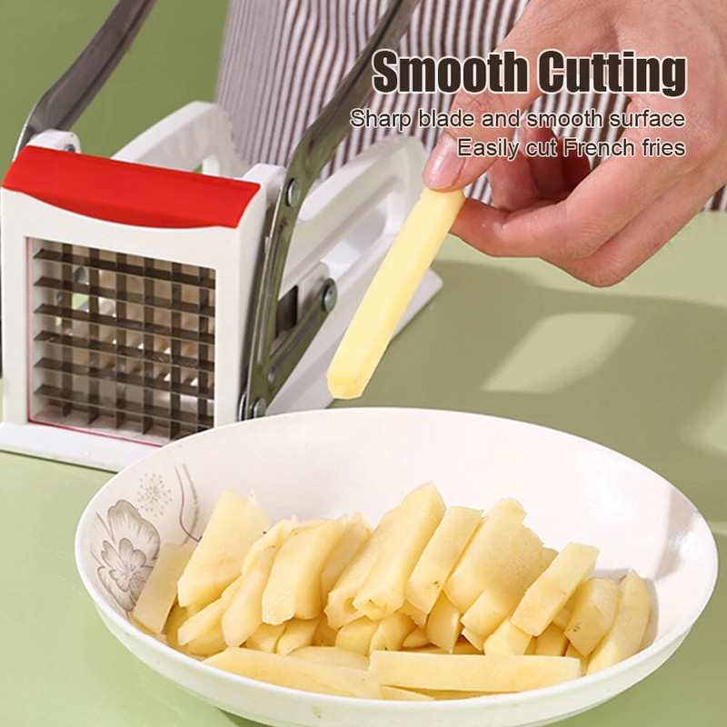 Friss sütővágó 2 pengével, rozsdamentes acél kézi burgonyaszeletelő aprító Burgonya aprító burgonyához Uborka sárgarépa
