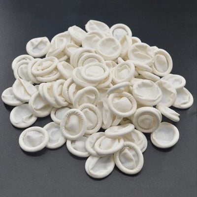 50 vnt. natūralaus kaučiuko vienkartinės pirštinės Pirštų lovelės Neslystančios Antistatinės pirštų galiukų apsaugos pirštinės Baltos pirštų dangos nagų įrankis