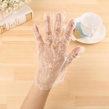 100 бр. Ръкавици за еднократна употреба Еднократни пластмасови ръкавици Прозрачни хранителни ръкавици за промишлени ресторанти Почистващи ръкавици rękawice foliowe