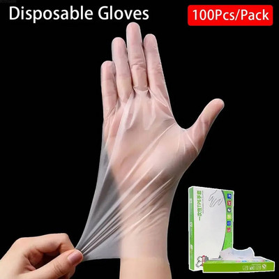 100 buc. Mănuși de unică folosință pentru siguranța muncii cu acide Mănuși noi de curățare TPE de calitate alimentară Mănuși transparente anti-alunecare fără latex