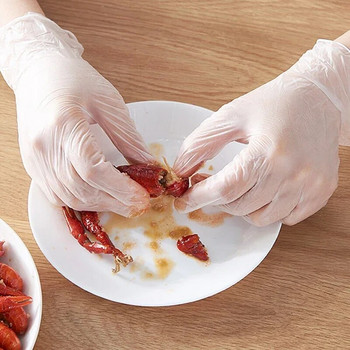 100 бр./лот Лесни ръкавици за еднократна употреба Еднократни пластмасови ръкавици Прозрачни екологични ръкавици за Направи си сам Кухненски аксесоари