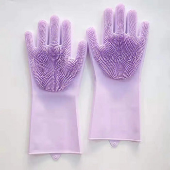 2 бр./1 чифт магически силиконови почистващи ръкавици за миене на съдове Многофункционални силиконови почистващи ръкавици четка за кухня домакинско почистване