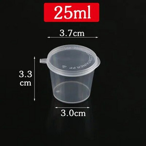50 vnt. 25/40/50 ml plastikinio padažo išsinešimui puodelis Mažas vienkartinis maisto indelis su atlenkiamais dangteliais Prieskoniai Pigmentinių dažų dėžutės organizatorius
