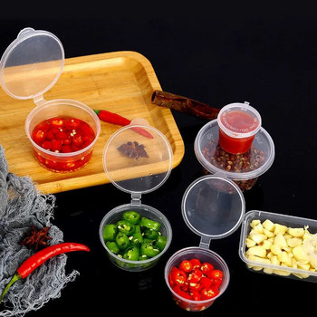 50τμχ 25/40/50ml Πλαστική σάλτσα Takeaway Κύπελλο Μικρό δοχείο φαγητού μιας χρήσης με αρθρωτά καπάκια Μπαχαρικά Pigment Paint Box Organizer