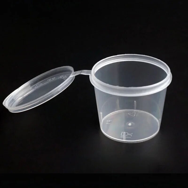 25 vnt. 27/30/45 ml Vienkartinio plastikinio išsinešimui skirto padažo puodelis su dangteliais Maisto dėžutė aštraus aliejaus acto pakavimo dėžutė restorano reikmenys