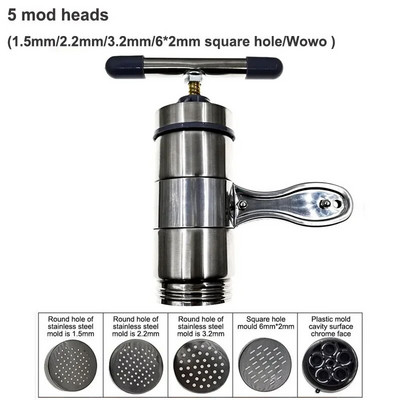 Rankinis nerūdijančio plieno makaronų gaminimo aparatas, spaudžiamas makaronų aparatas, alkūninis pjaustytuvas Vaisiai sulčiaspaudė Indai spagečių gamybai Virtuvės įrankiai