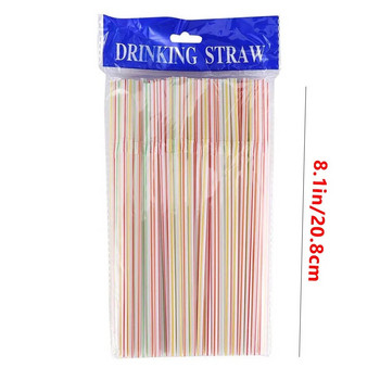 100 τμχ Καλαμάκια μιας χρήσης Εύκαμπτα Πλαστικά Καλαμάκια Ριγέ Πολύχρωμα Καλαμάκια πόσιμου Rainbow Bendy Straw Bar Αξεσουάρ 2024