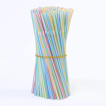 200 τμχ Πλαστικά καλαμάκια μιας χρήσης για πάρτι/μπαρ/καταστήματα ποτών/σπίτι Ψάθινα ριγέ πολύχρωμα αναλώσιμα ποτού Εργαλεία μπαρ