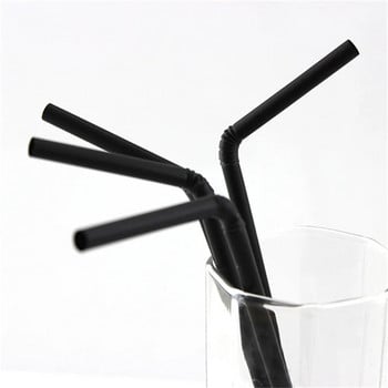 Черни пластмасови сламки за еднократна употреба Rietjes 21 см дълга гъвкава коктейлна сламка за кухненски аксесоари за напитки