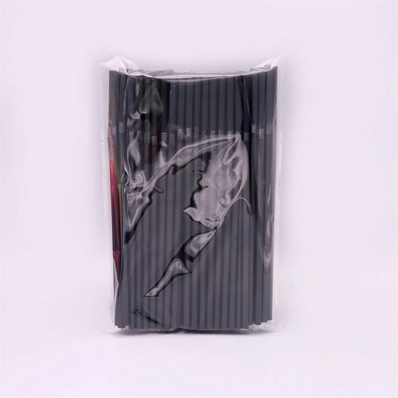 Paie din plastic neagră de băut Rietjes de unică folosință, 21 cm lungime, paie flexibilă de cocktail pentru accesorii pentru băuturi de bucătărie