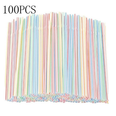 100vnt Plastikiniai šiaudeliai Vienkartiniai alkūnės medžiaga Šiaudeliai Sultys Gėrimas Pienas Arbata Šiaudeliai Gėrimams Трубочки Для Напитков