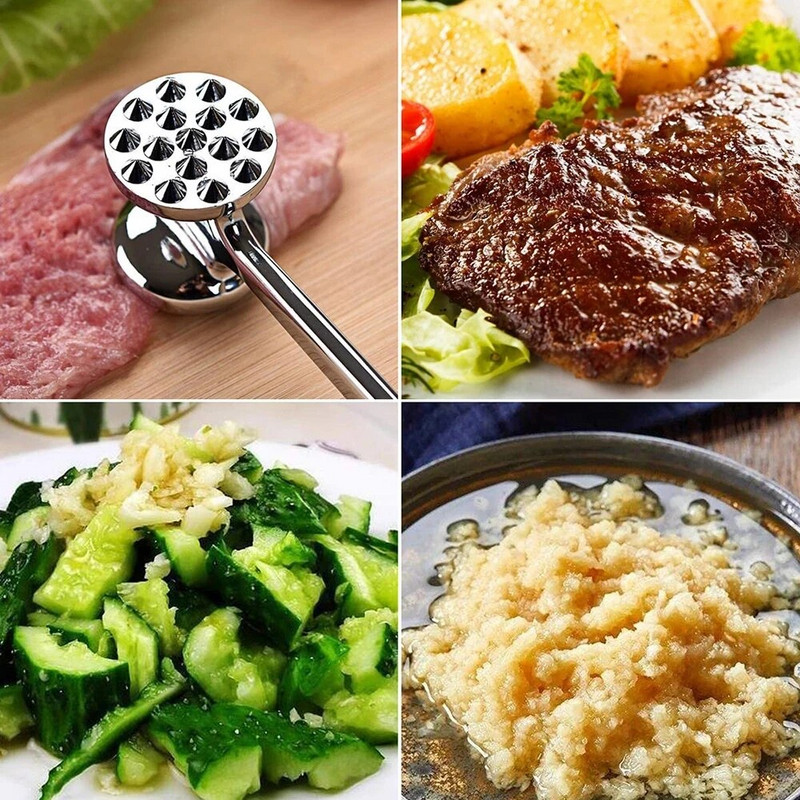 Veliki profesionalni čekić za meso, prijenosni labavi alat, igla za omekšavanje mesa, dvostrani čekić za meso s gumenom udobnom ručkom