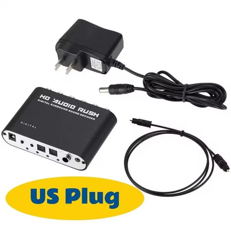 AC3 audio digitālā uz analogo 5.1 kanālu stereo DAC HD audio pārveidotājs optiskais SPDIF koaksiālais AUX 3,5 mm līdz 6 RCA dekodera pastiprinātājs